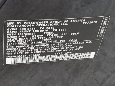 2019 Volkswagen Atlas 3.6L V6 SEL R-Line