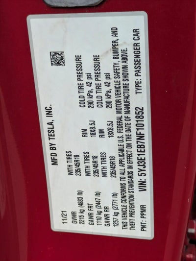 2022 Tesla Model 3 Long Range Dual Motor All-Wheel Drive