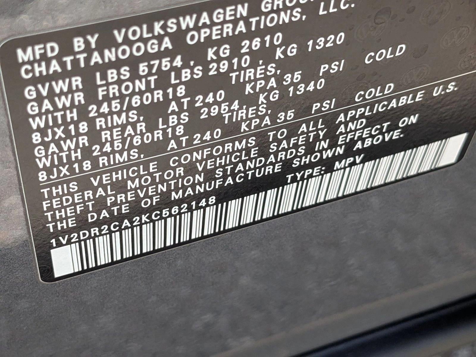 2019 Volkswagen Atlas 3.6L V6 SE