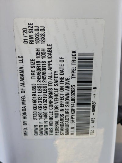 2020 Honda Ridgeline RTL-E