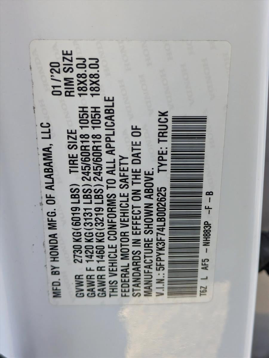 2020 Honda Ridgeline RTL-E