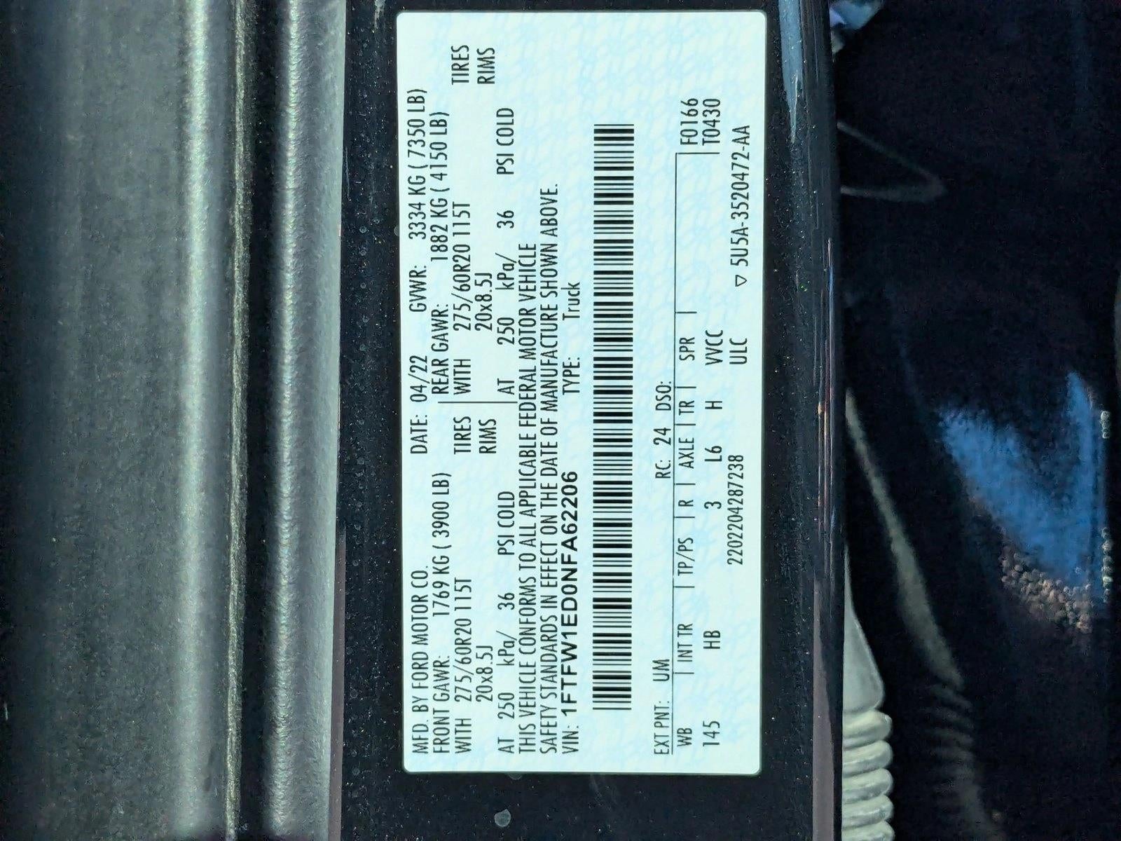 2022 Ford F-150 LARIAT 4WD SuperCrew 5.5' Box