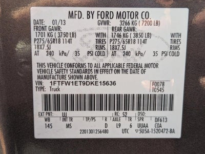 2013 Ford F-150 4WD SuperCrew 5-1/2 Ft Box XLT