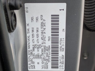 2018 Toyota Tundra 4WD 4WD SR5 CrewMax 5.5' Bed 5.7L (SE)