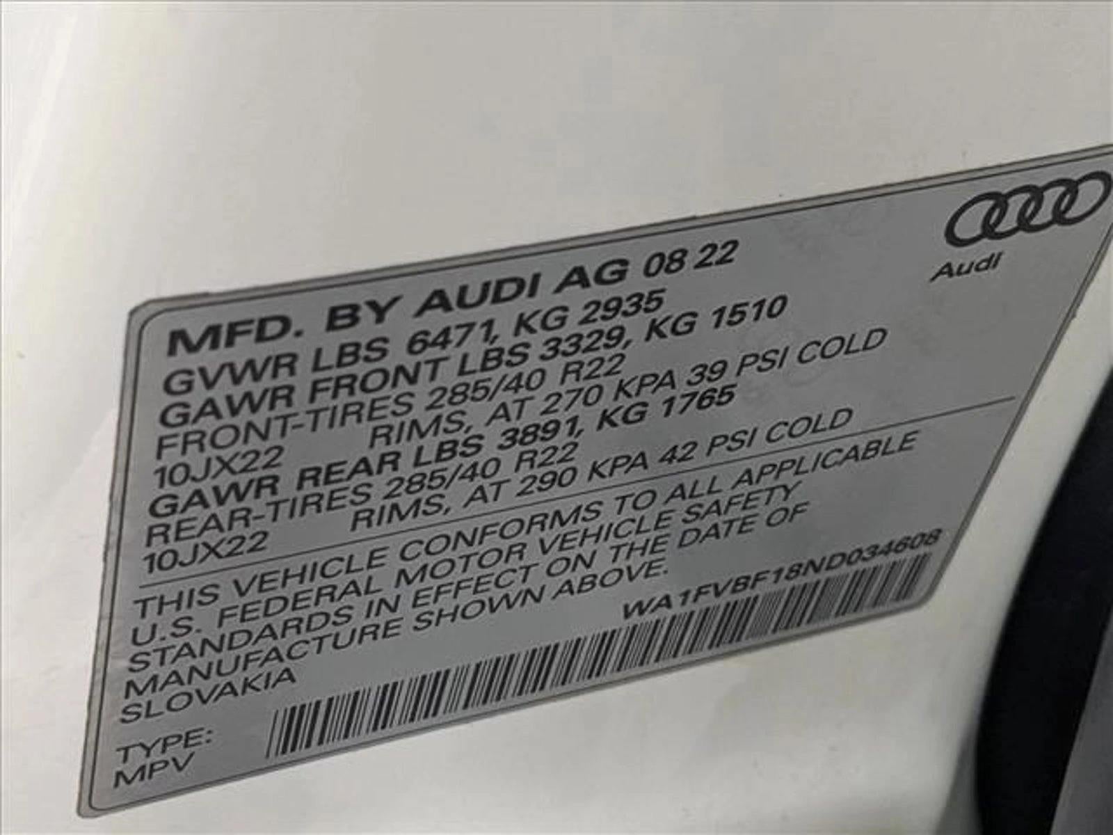 2022 Audi Q8 Prestige 55 TFSI quattro