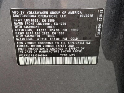 2018 Volkswagen Atlas 2.0T S FWD