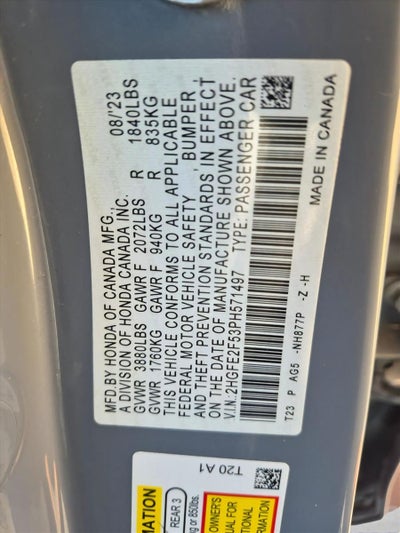2023 Honda Civic Sedan Sport CVT