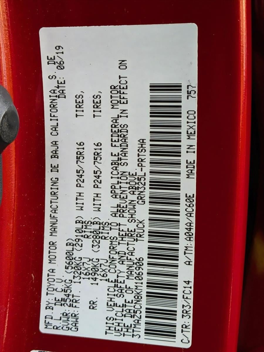 2019 Toyota Tacoma 2WD 2WD SR5 Double Cab 5' Bed V6 AT (GS)