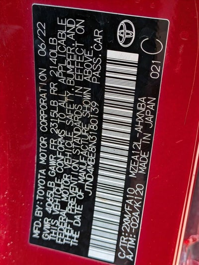 2022 Toyota Corolla Hatchback SE CVT (Natl)