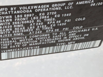 2018 Volkswagen Atlas 3.6L V6 SEL Premium 4MOTION