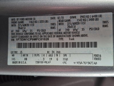 2021 Ford F-150 LARIAT 2WD SuperCrew 5.5' Box