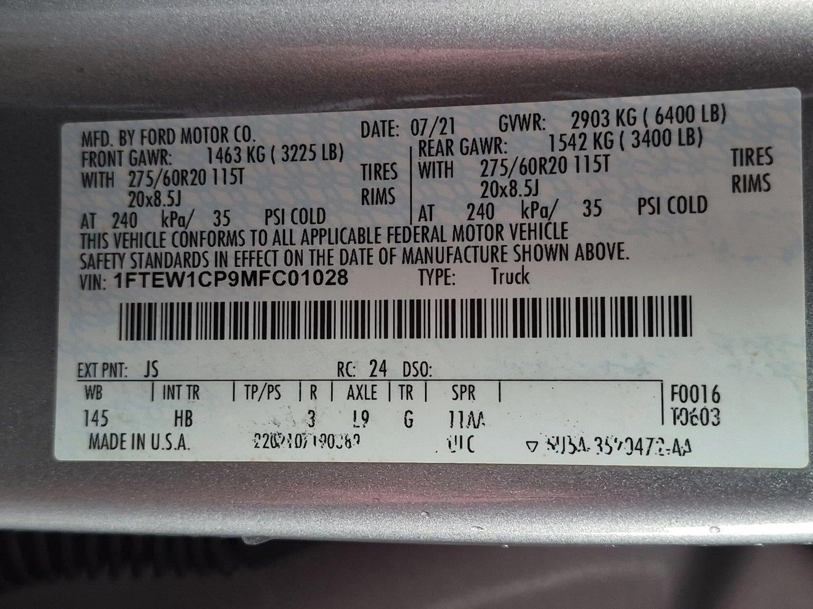 2021 Ford F-150 LARIAT 2WD SuperCrew 5.5' Box