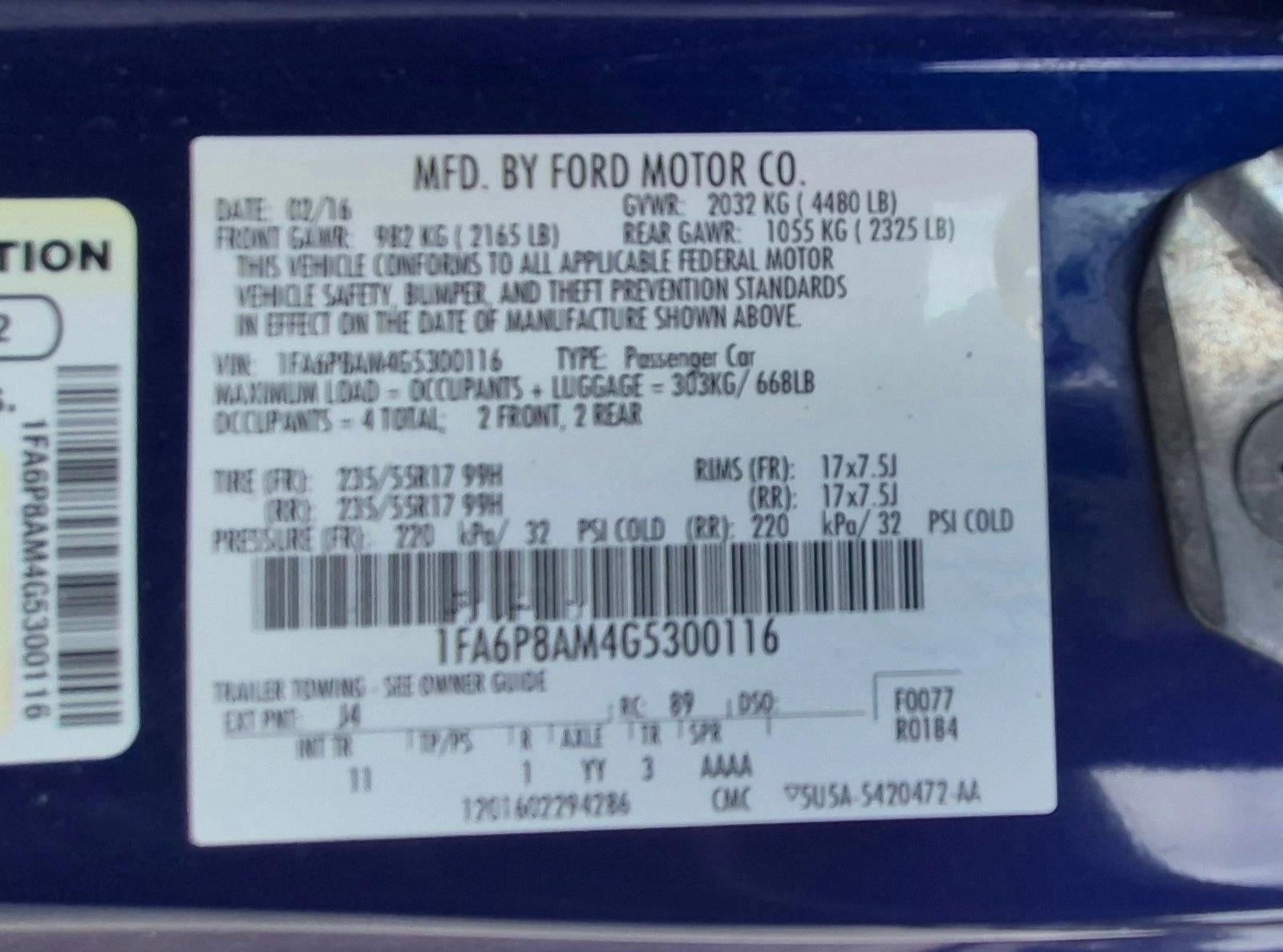 2016 Ford Mustang 2dr Fastback V6