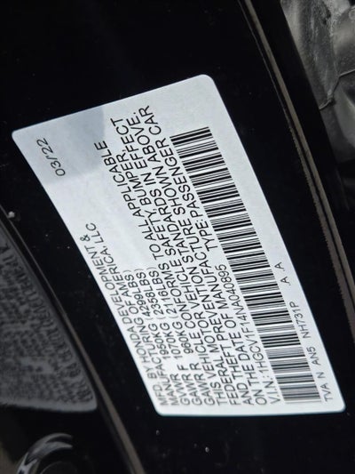 2022 Honda Accord Sedan LX 1.5T CVT