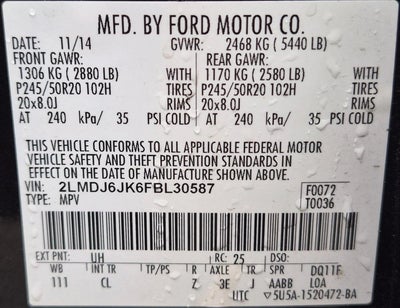 2015 Lincoln MKX 4dr Wgn 3.7L V6 FWD