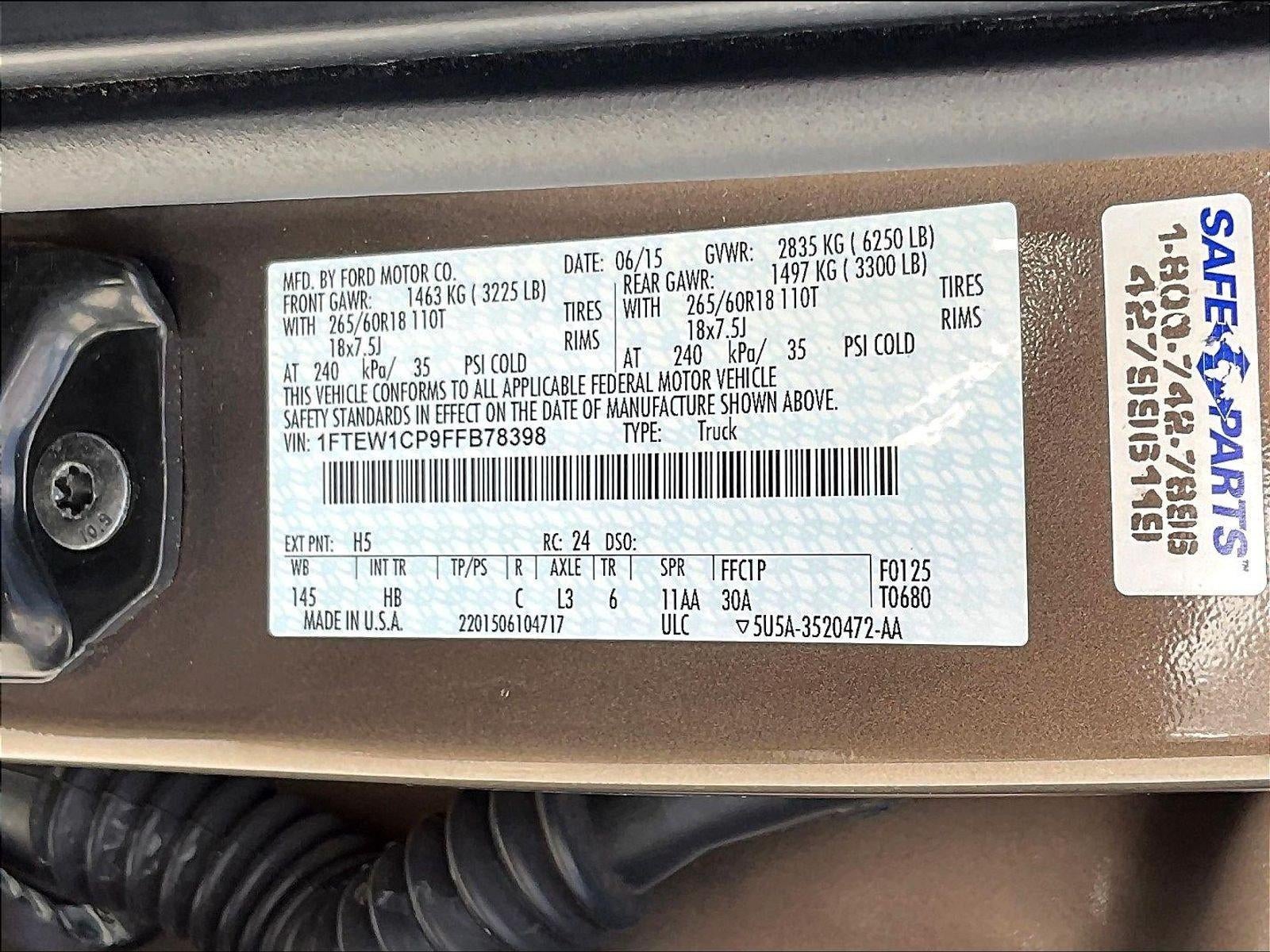 2015 Ford F-150 2WD SuperCrew 5-1/2 Ft Box Lariat