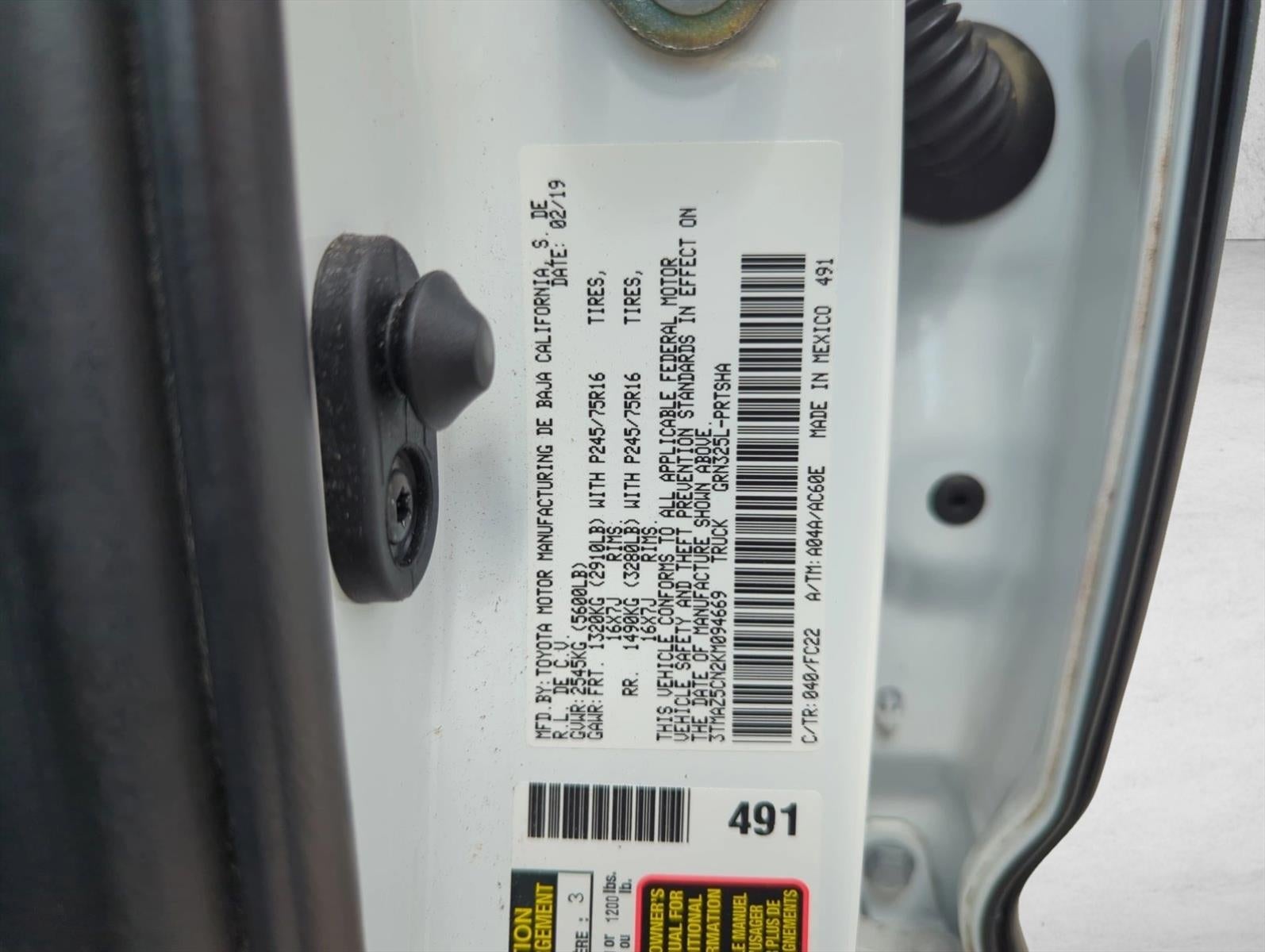 2019 Toyota Tacoma 2WD 2WD SR5 Double Cab 5' Bed V6 AT (GS)