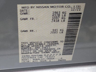 2022 Nissan Altima 2.5 SV Sedan