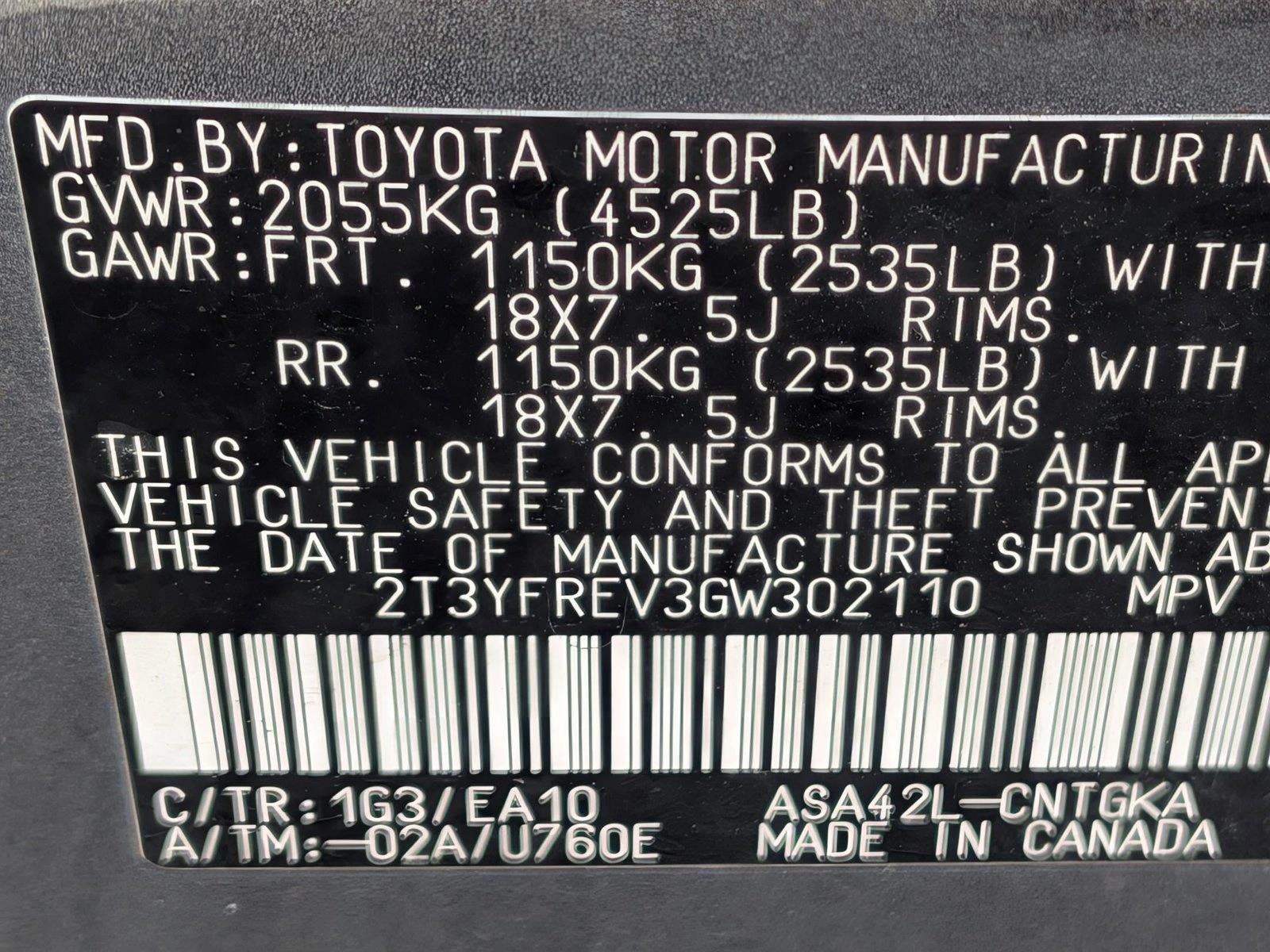 2016 Toyota RAV4 FWD 4dr Limited (Natl)