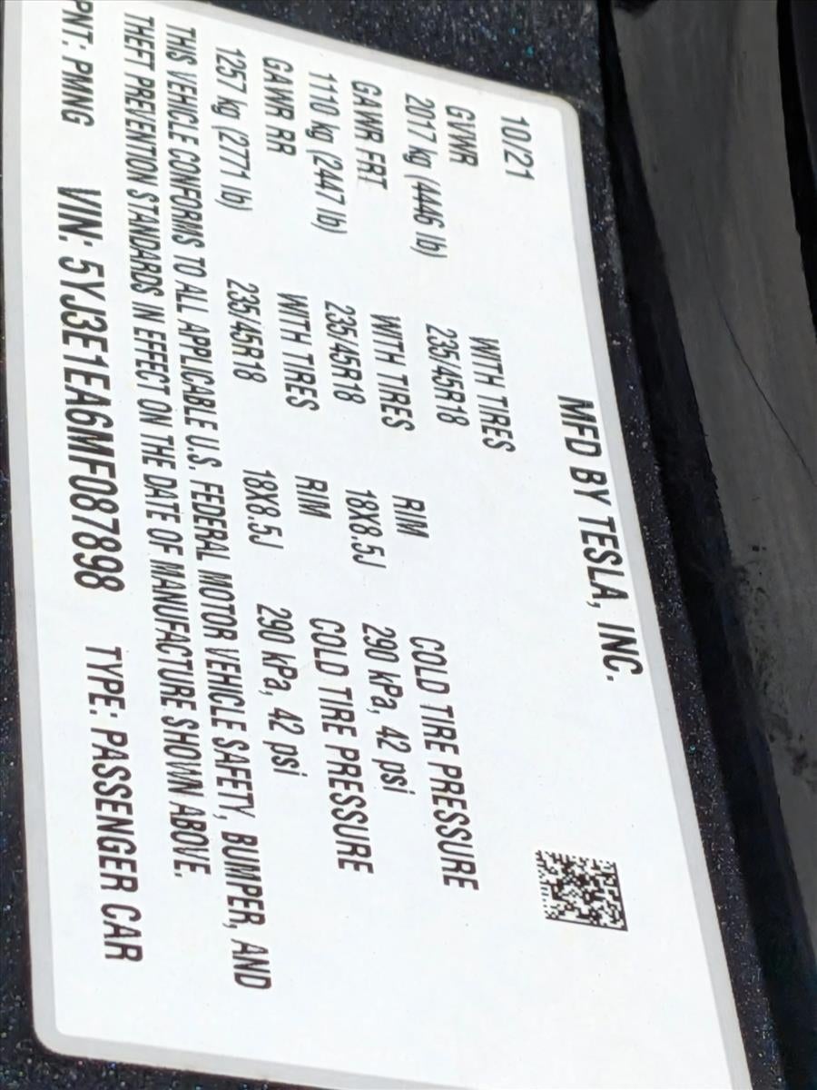 2021 Tesla Model 3 Standard Range Plus RWD