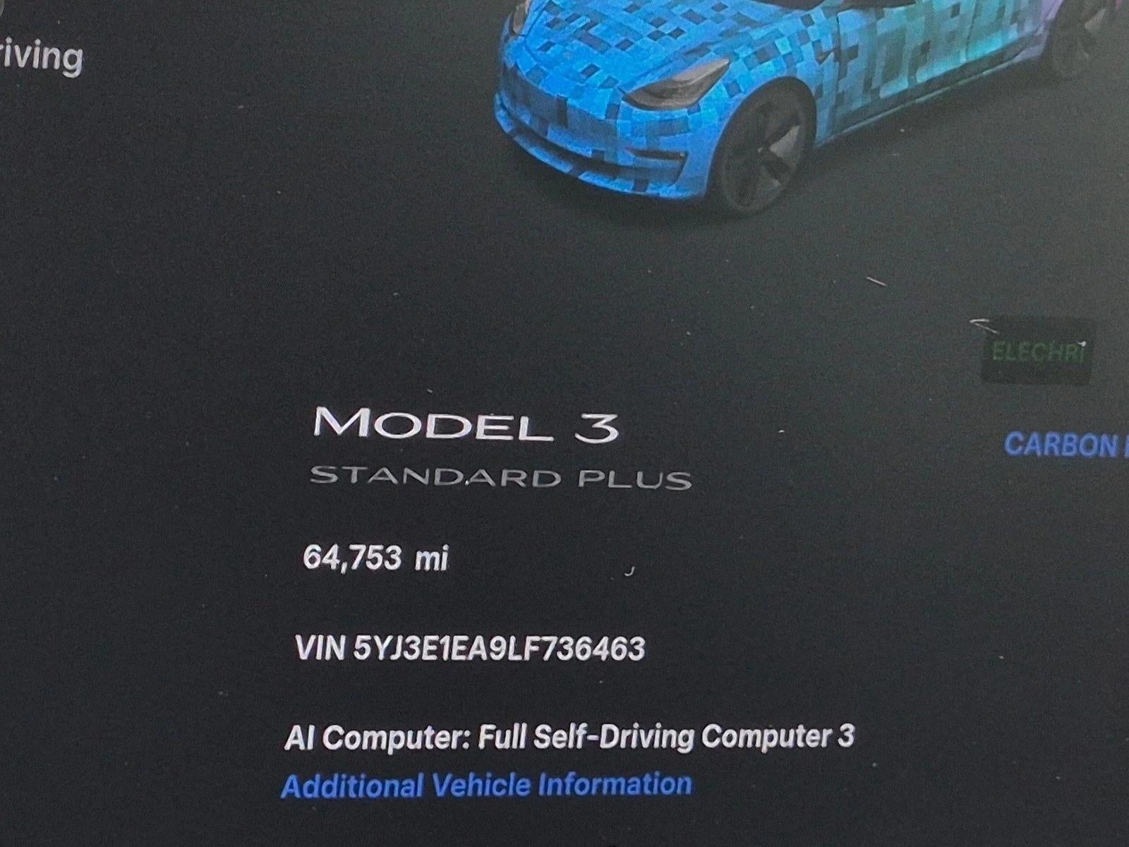 2020 Tesla Model 3 Standard Range Plus RWD