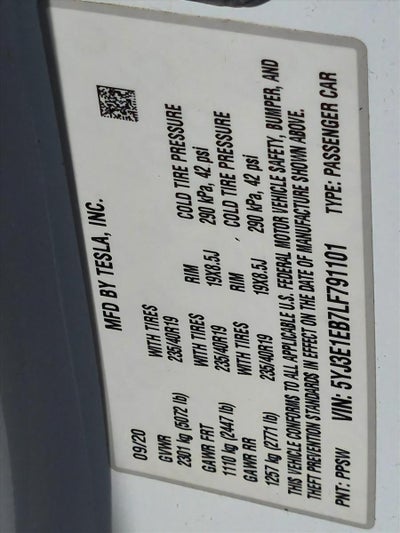 2020 Tesla Model 3 Long Range AWD