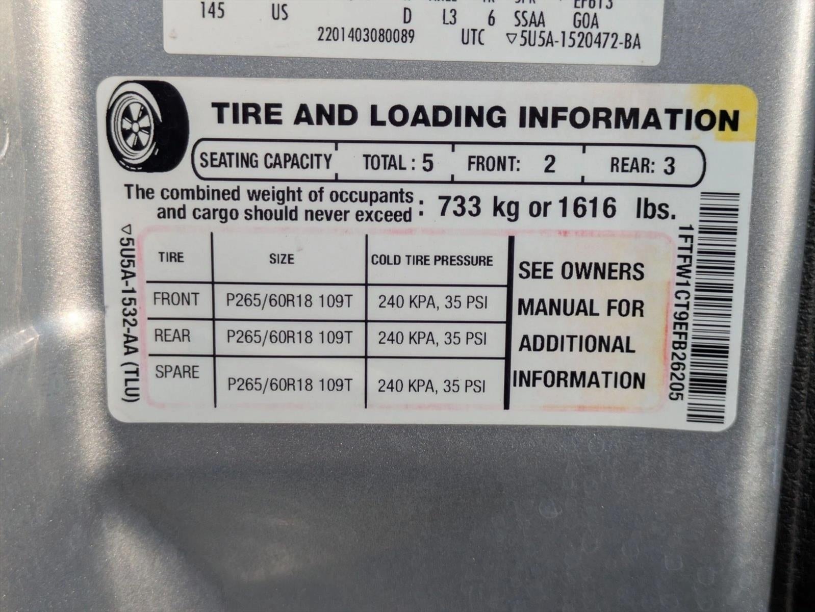 2014 Ford F-150 2WD SuperCrew 5-1/2 Ft Box XLT
