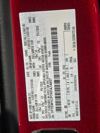 2019 Ford F-150 LARIAT 2WD SuperCrew 5.5' Box