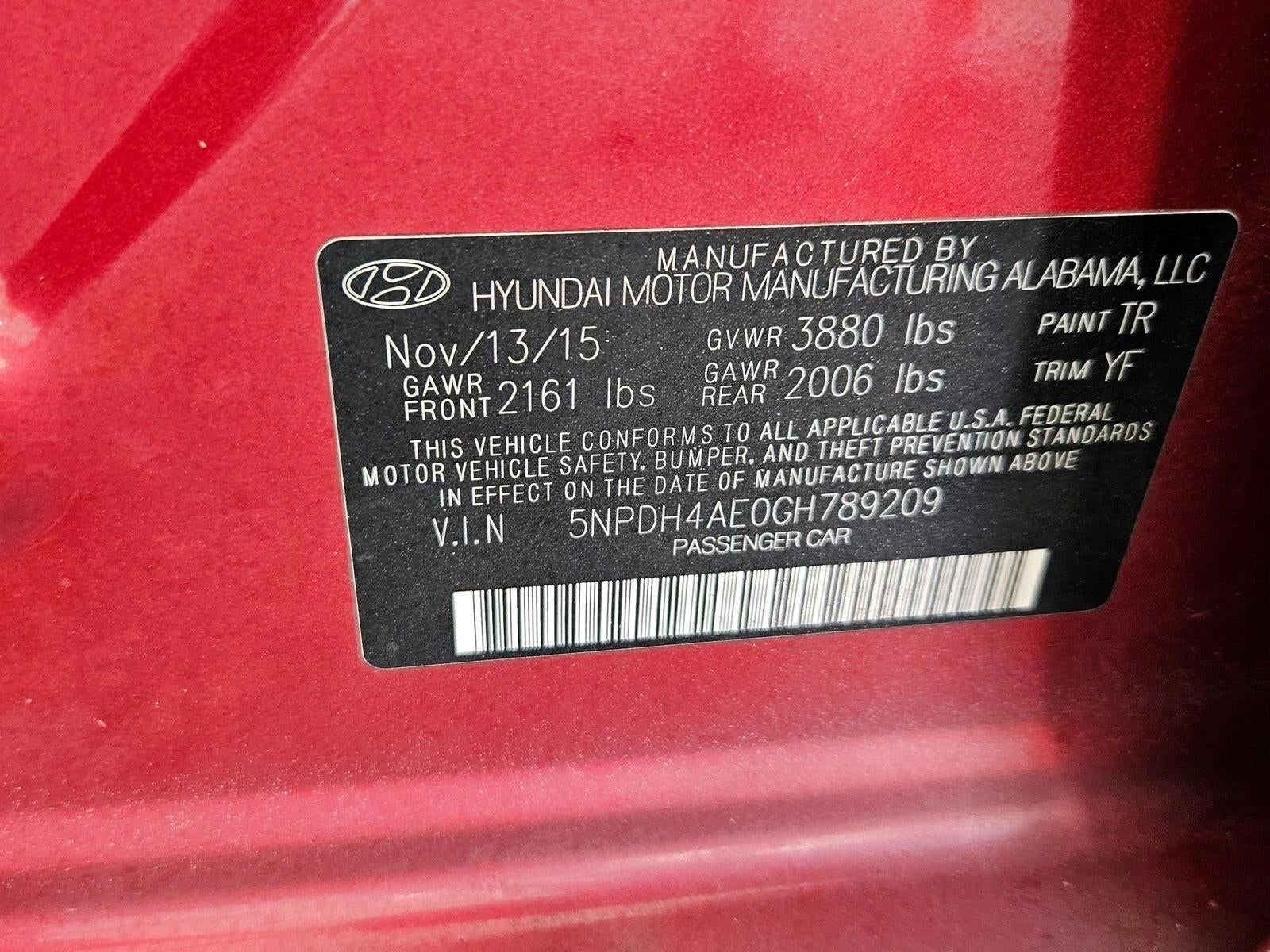 2016 Hyundai ELANTRA 4dr Sdn Auto SE