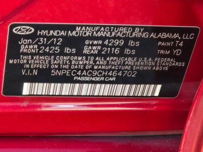 2012 Hyundai SONATA 4dr Sdn 2.4 Auto Ltd