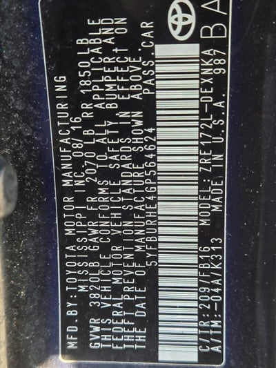 2016 Toyota Corolla 4dr Sdn CVT Auto LE (Natl)