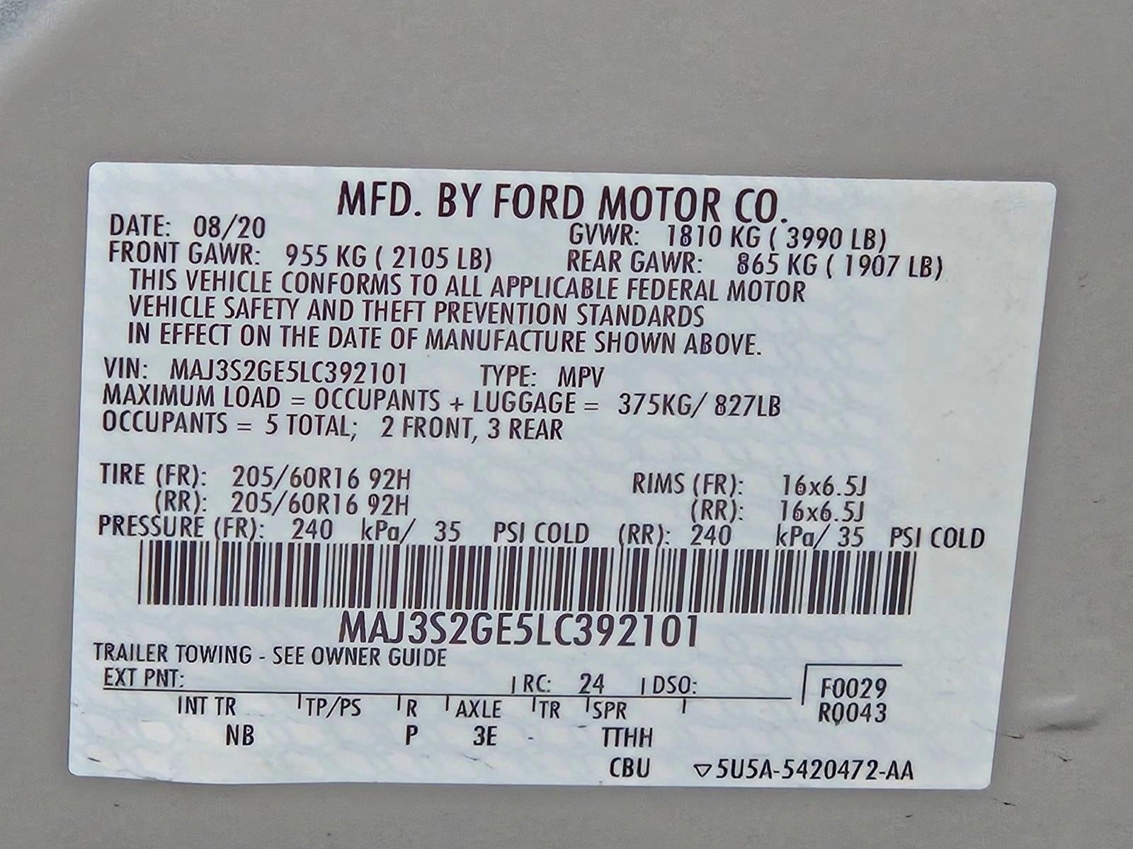 2020 Ford EcoSport SE FWD