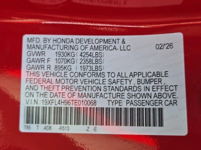 2026 Honda Civic Hatchback Hybrid Sport Touring CVT