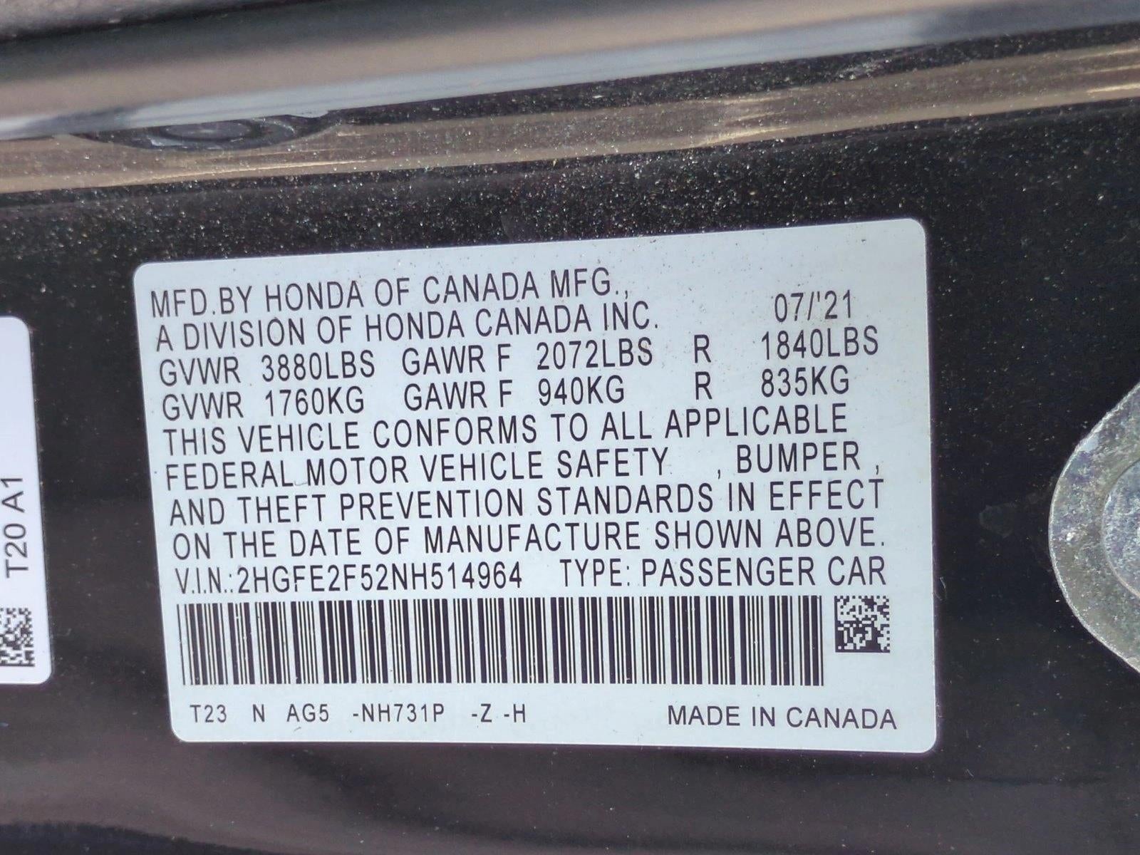 2022 Honda Civic Sedan Sport CVT