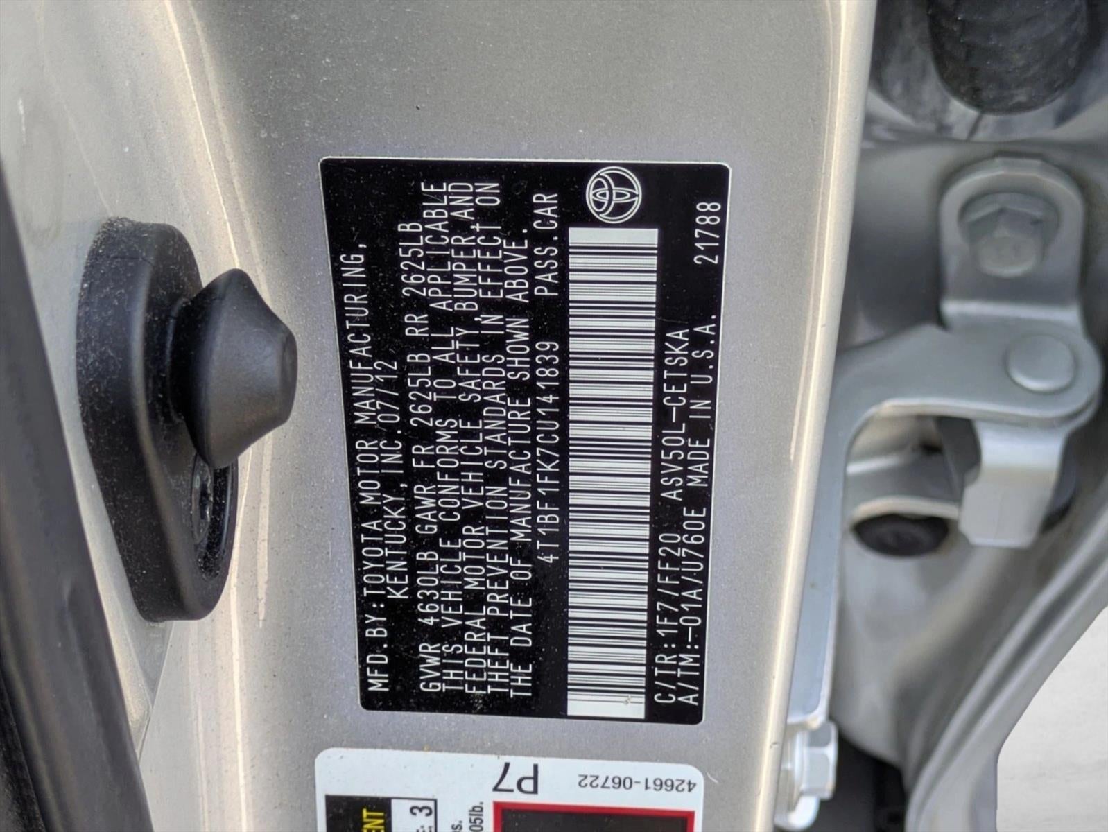 2012 Toyota Camry 4dr Sdn I4 Auto SE (Natl)