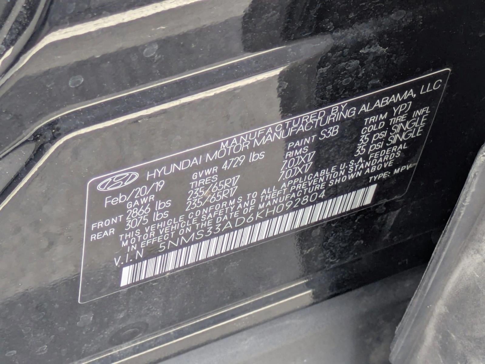 2019 Hyundai SANTA FE SEL 2.4L Auto FWD