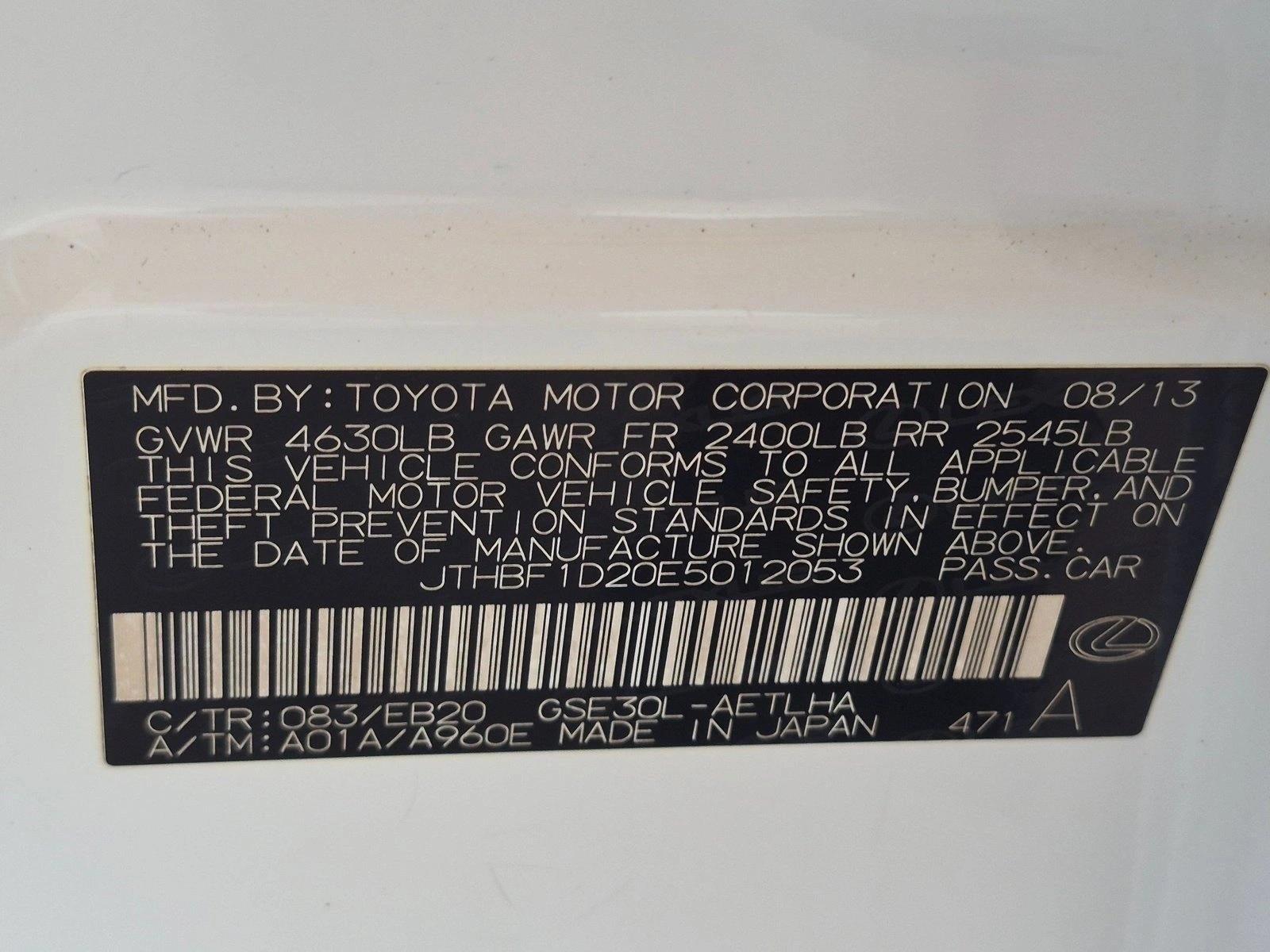 2014 Lexus IS 250 4dr Sport Sdn Auto RWD