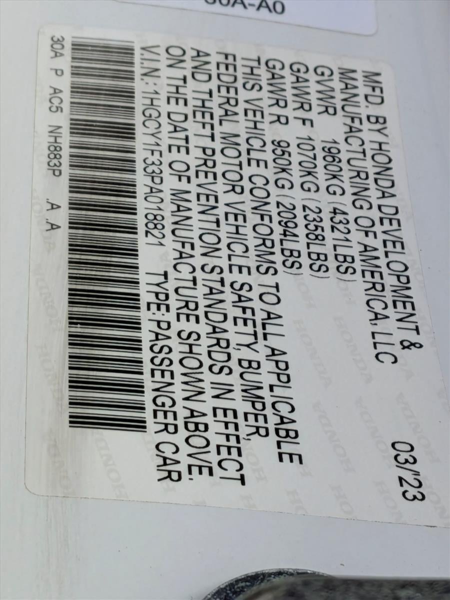 2023 Honda Accord Sedan EX CVT w/o BSI