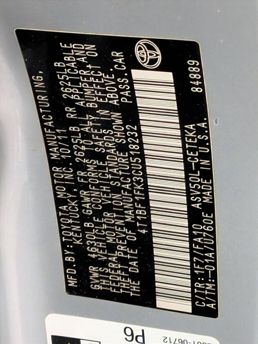 2012 Toyota Camry 4dr Sdn I4 Auto L (Natl)