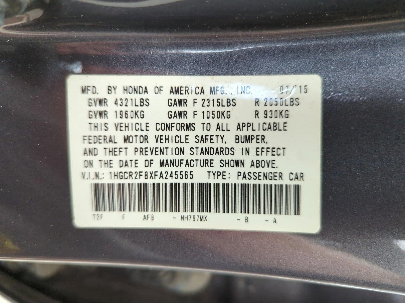 2015 Honda Accord Sedan EX-L CVT PZEV