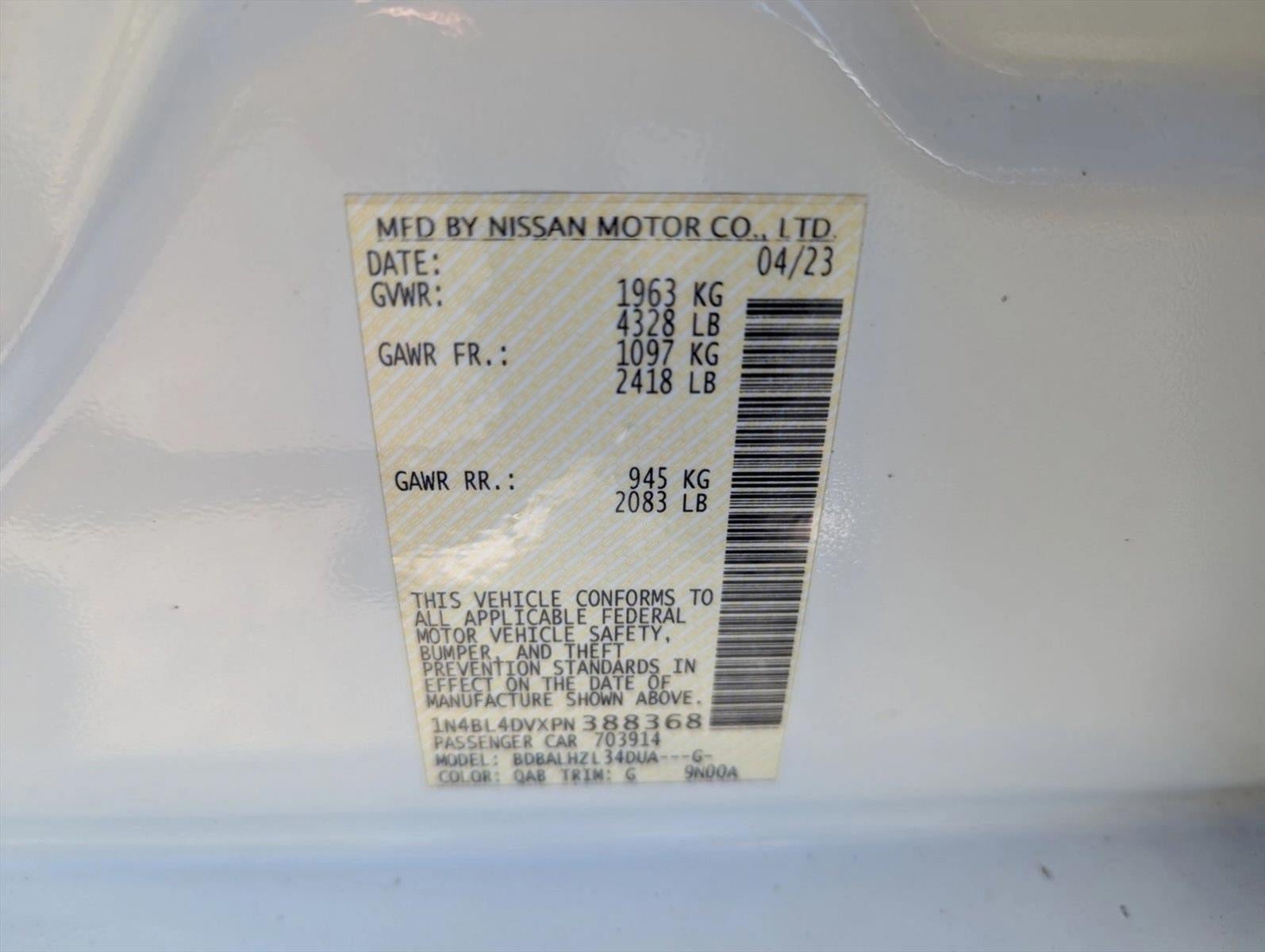 2023 Nissan Altima 2.5 SV Sedan