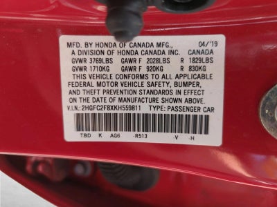 2019 Honda Civic Sedan Sport CVT