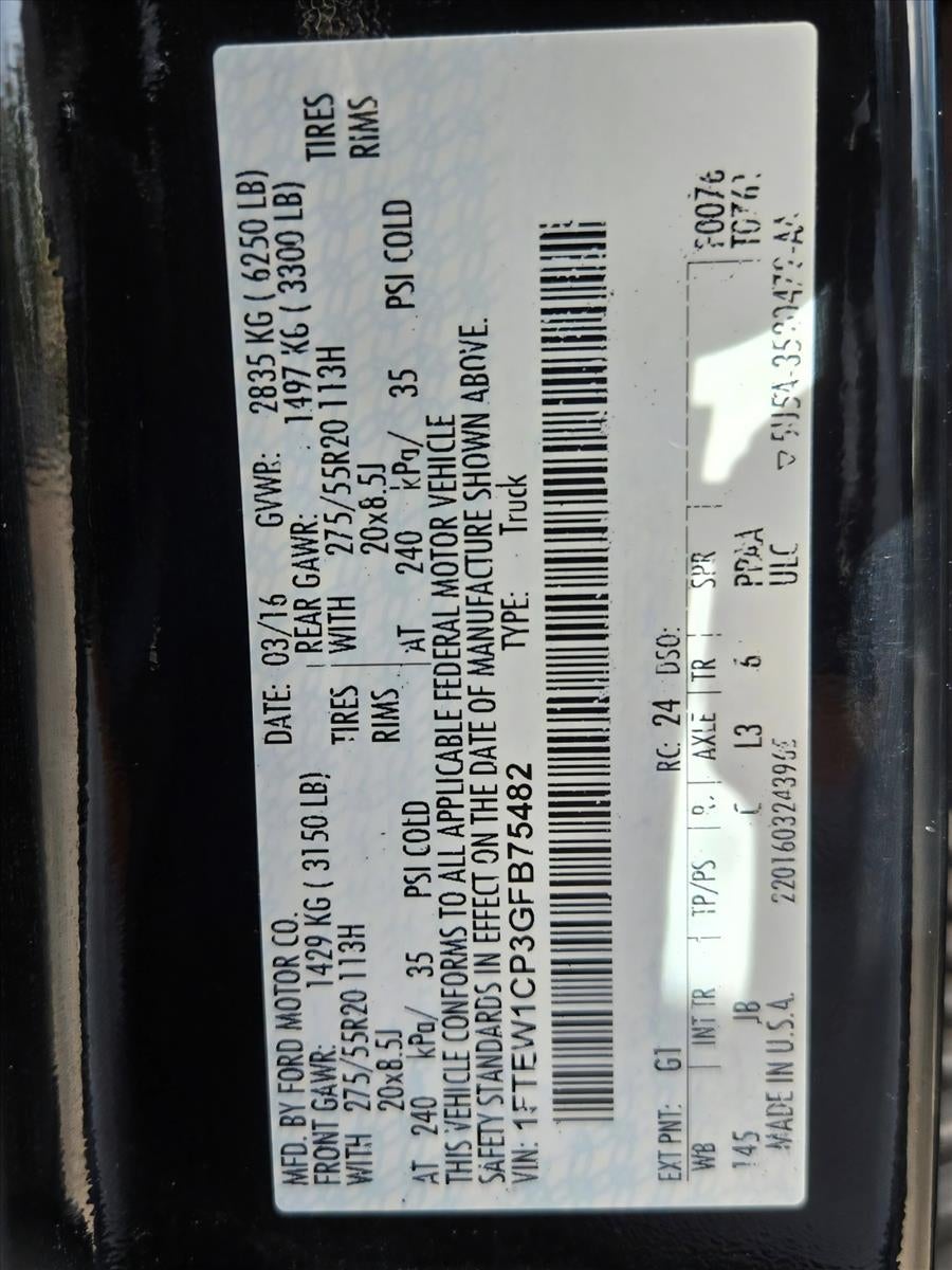 2016 Ford F-150 2WD SuperCrew 5-1/2 Ft Box XLT