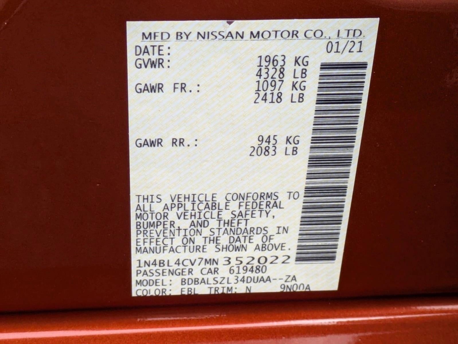 2021 Nissan Altima 2.5 SR Sedan