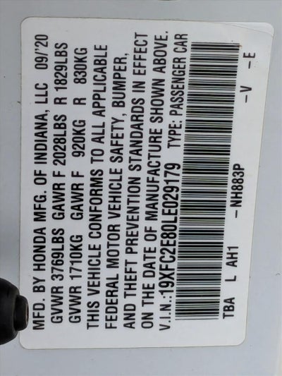 2020 Honda Civic Sedan Sport Manual