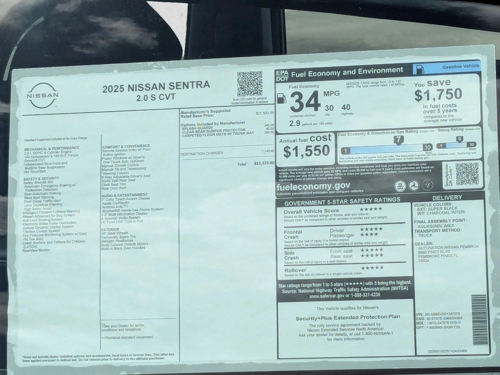 2025 Nissan Sentra S CVT