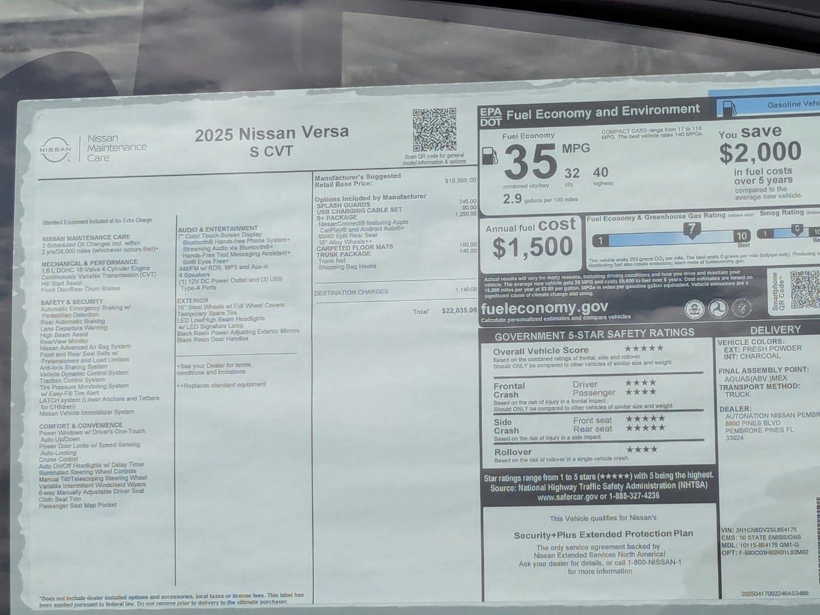 2025 Nissan Versa S CVT