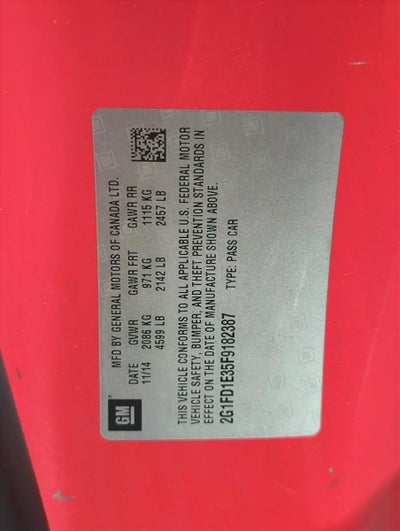 2015 Chevrolet Camaro 2dr Cpe LT w/1LT