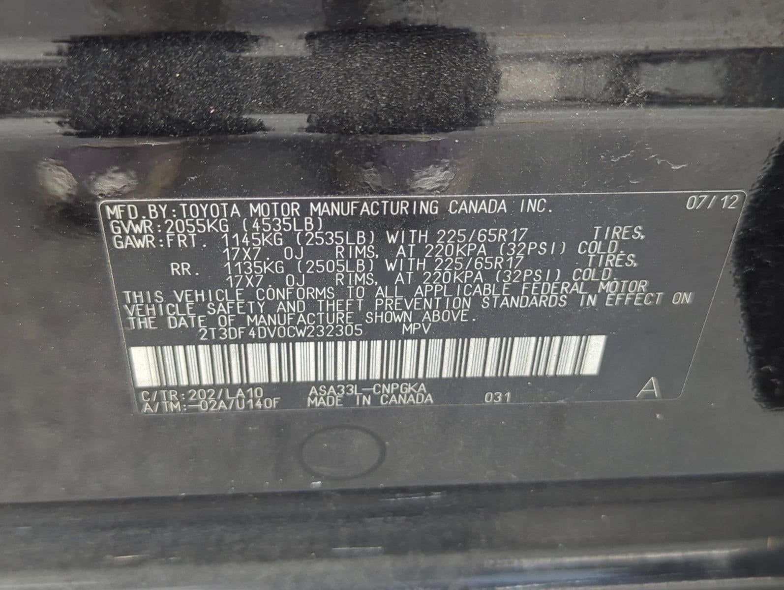 2012 Toyota RAV4 4WD 4dr I4 Limited (Natl)