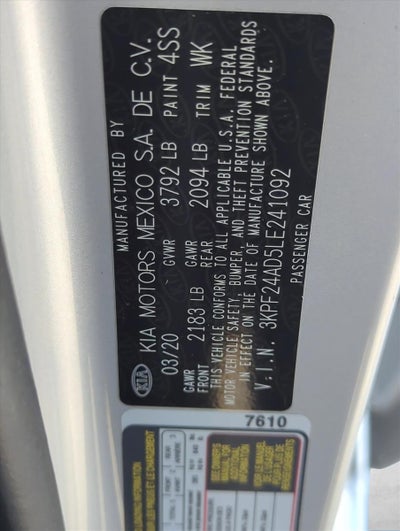 2020 Kia Forte LXS IVT